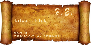Halpert Elek névjegykártya